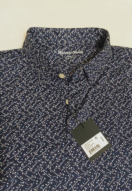 Mizzen+Main Other - NWT Mizzen Main Halyard Polo Shirt Mens Large Navy Indigo Confetti Stretch Trim